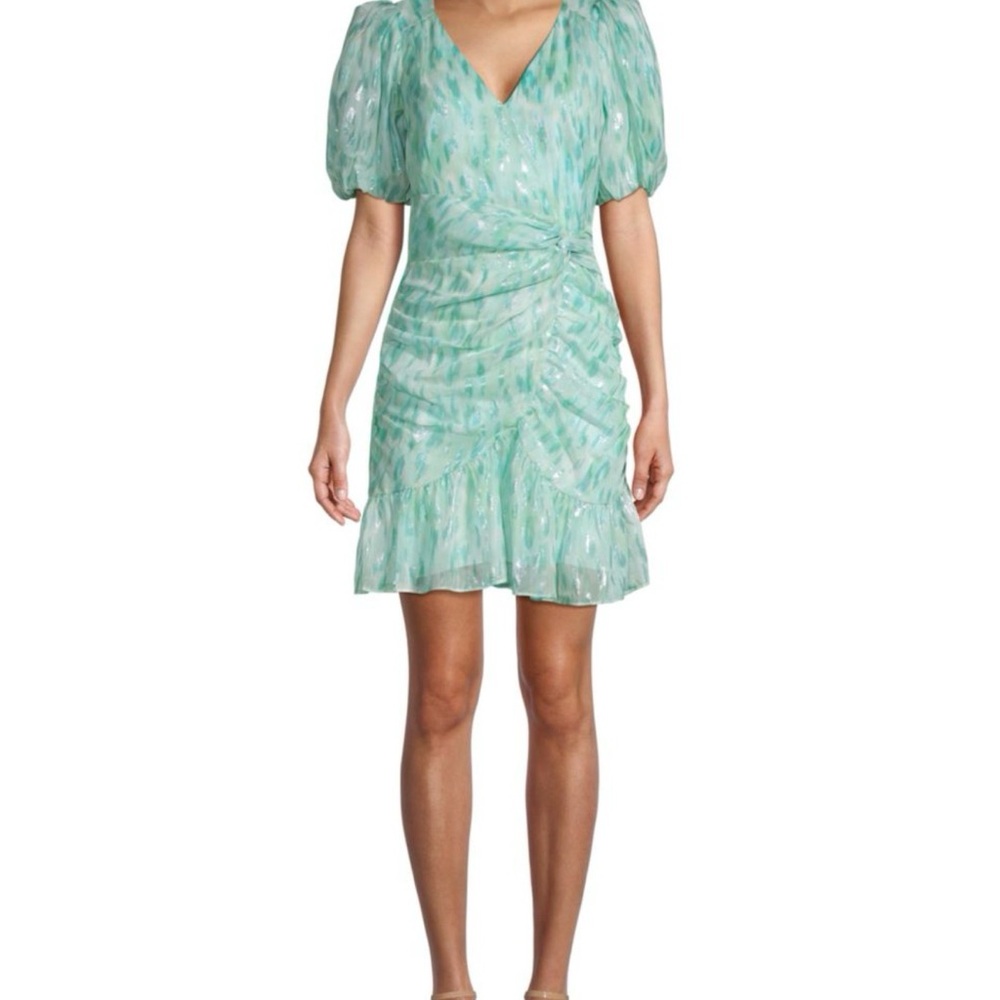 Parker Light Green Ruched Mini Dress